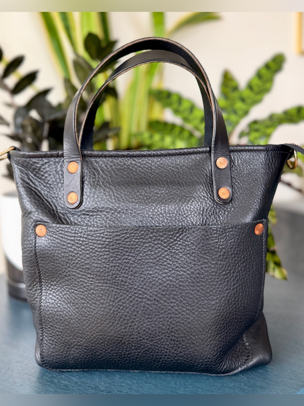 KMM & Co. Black Cypress Leather Mini Travel Tote Bag